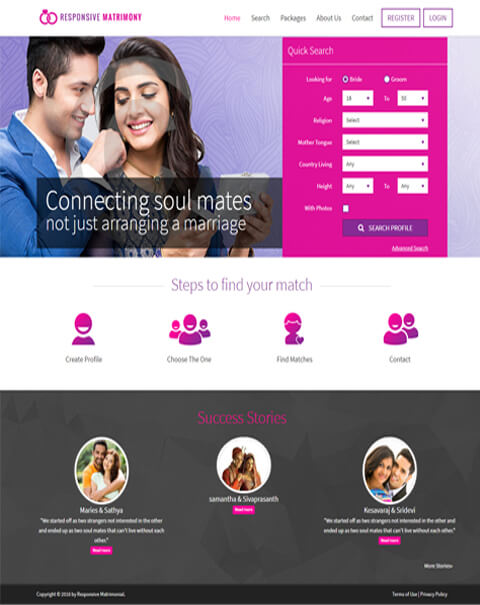 Responsive Matrimonial script, Readymade Matchmaking Website Script, Open Source PHP Matrimonial Script,